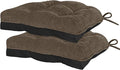 HARBOREST Chair Cushions for Dining Chairs Set of 2 - Chenille Tufted Kitchen Chair Cushions with Ties and Non-Slip Bottom, Foam Chair Pads for Dining Chairs, 17" x 17", Brown