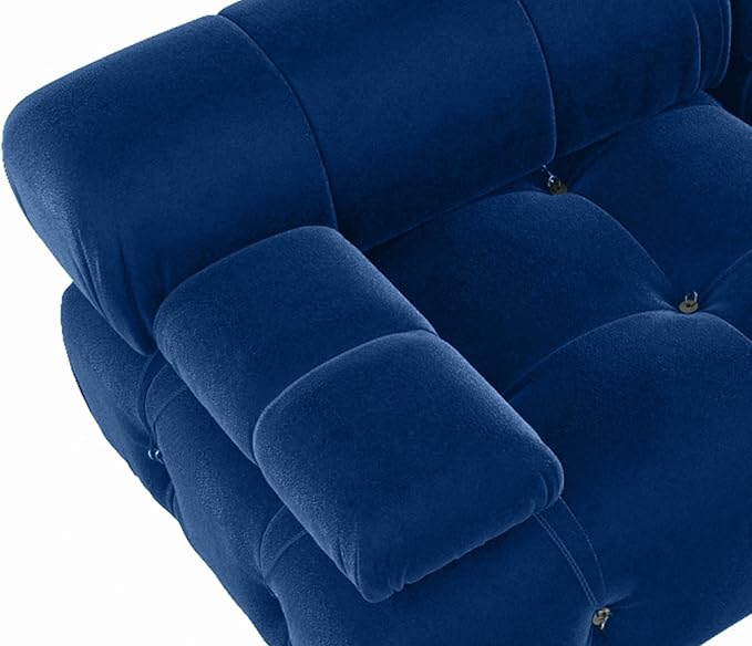 JACH 104" Convertible Modular Green Sectional Sofa, Minimalist Mid-Century Velvet Sofas Couches, Luxury Modern 3-Seat Wide Couch Sectional for Living Room Office Apartment (Blue)