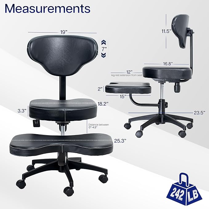 VIVO Mobile Cross Legged Office Chair with Back Support for Yoga Meditation ADHD, Height Adjustable, Black, CHAIR-CL03B