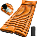 FUN PAC Camping Sleeping Pad, Ultralight Camping Pad with Pillow Built-in Foot Pump Inflatable Sleeping Pads Compact for Camping Backpacking Hiking Traveling - Orange