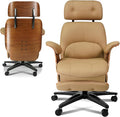 Genuine Leather Office Chair with Electric Reclining, Footrest, Lifting and Massage Function, 350lbs Capacity Ergonomic Executive Chair with Alu Base and 360° Wheels for Home Living Room