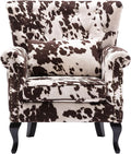 chairus Mid-Century Modern Accent Chair Comfy Tufted Single Sofa Chair Wingback Armchair with Pillow for Club, Living Room, Bedroom - Velvet, Cow