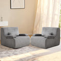 38" Bean Bag Single Chair for Living Room Bedroom, Corduroy Boneless Chair with Armrest and Pillow, Memory Foam Beanbag Couch, Lazy Floor Sofa for Reading Gaming Living Room Bedroom (2, Gray)