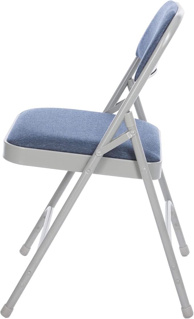 OEF Furnishings OEF2200 Series Heavy-Duty Premium Fabric Padded Upholstery Double-Hinged Folding Chairs (4-Pack, Imperial Blue/Gray)