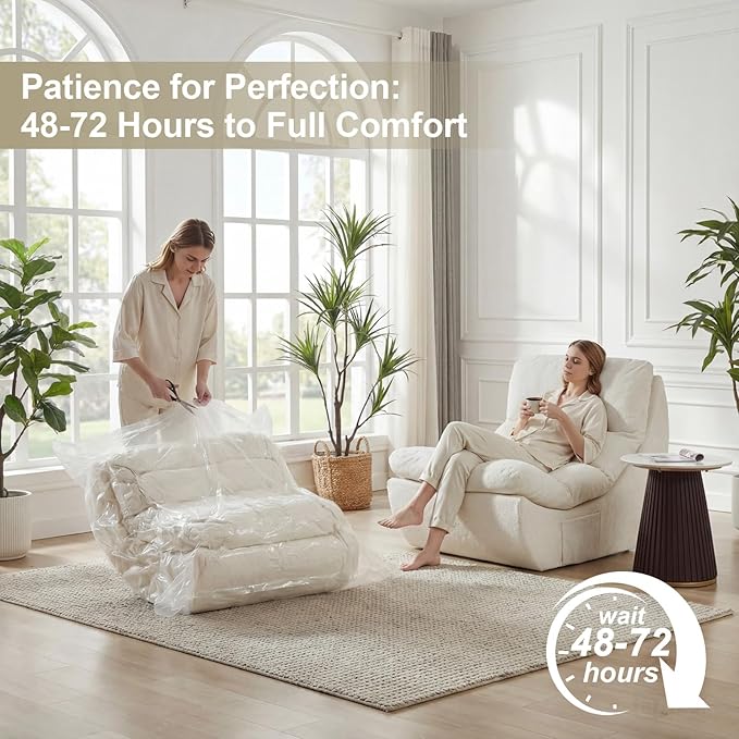 Comfy Reading Chair for Adults, Modular Sectional Sofa Chair, Cloud Boneless Couch Style with High Rebound Foam, Scratch-Resistant Fabric, Single Seat Compressible Sofa for Living Room & Bedroom
