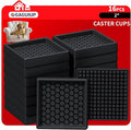 Non Slip Furniture Pads - 2x2 Anti Skid Caster Cups, 16PCS Square Furniture Coasters for Hardwood Floors, Anti Slide Furniture Cup Bed Floor Protectors, Furniture Stoppers to Prevent Sliding(Black)
