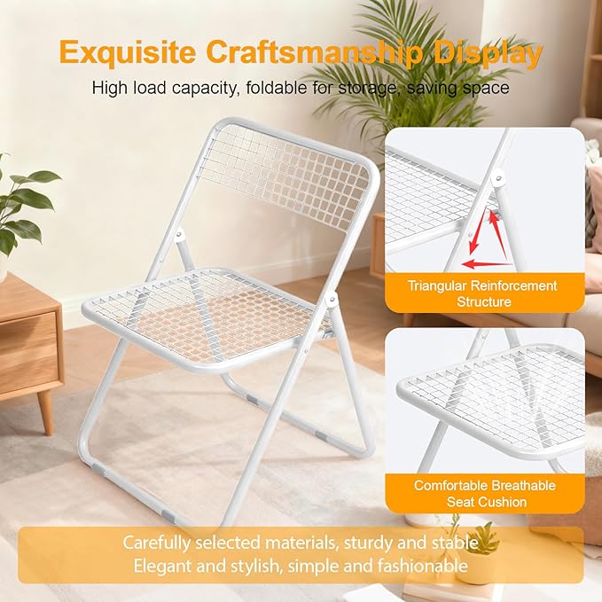 10 Pack Folding Chair,White Color,Single Piece,Foldable Space - Saving Design for Indoor/Outdoor Use