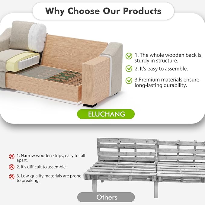 ELUCHANG 85" Deep Seat Sofa, Modern Couches for Living Room, 3 Seater Natural Linen Sofa, Upholstered Cushion & Detachable Cover, Comfy Couch for Small Space, Apartment, Oatmeal, 2PCS