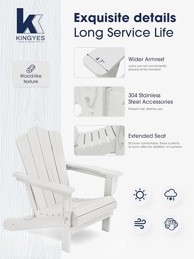 KINGYES Folding Adirondack Chair Set of 4