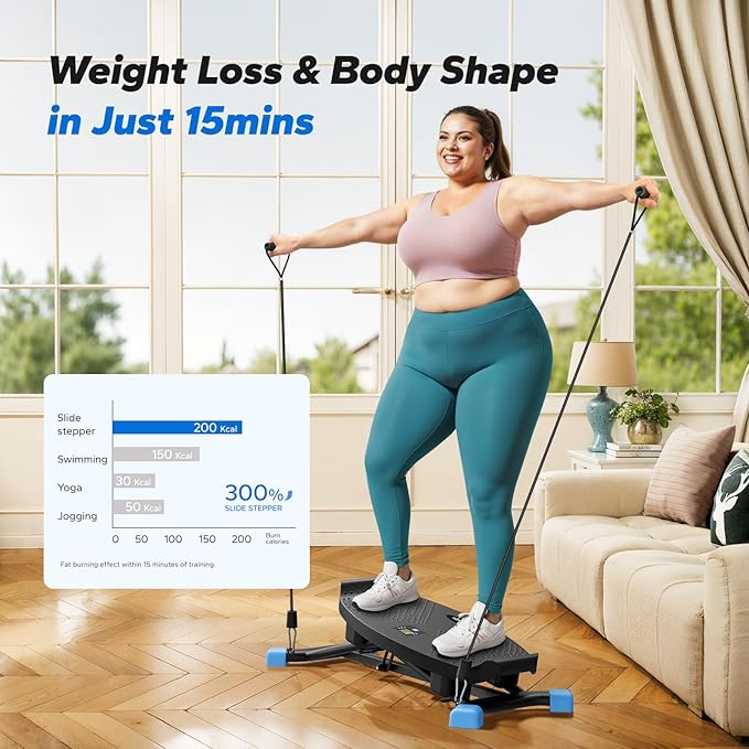 MERACH Balance Board for Adults, Rocking Stepper with Resistance Bands, Portable Wobble Board Featuring LCD Monitor, 300 lbs Capacity Ski Balance Trainer for Full Body Workout at Home Gym
