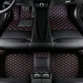TAHALI Custom Colors Car Floor Mats Black Pink for 99.9% Sedan SUV Sports， All-Weather Liners Car Floor mat，Luxury Leather Automotive Floor Mats (Black Red,3D Floor Mats)