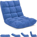 MAT EXPERT 14-Position Floor Chair, Floor Gaming Chair w/Soft Coral Fleece, Alloy Steel Frame, Padded Lazy Couch Recliner, Floor Chair with Back Support for Reading, Meditating (Blue)