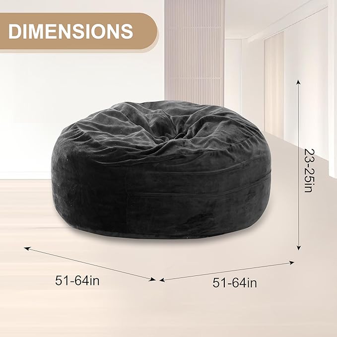 Bean Bag Chair for Adults, Floor Bean Bags Offers Ample Space for Adults,Memory Foam Giant Bean Bags,Lounger Versatile Design Suits Any Room,Movie Nights,Reading(Gray,5FT)