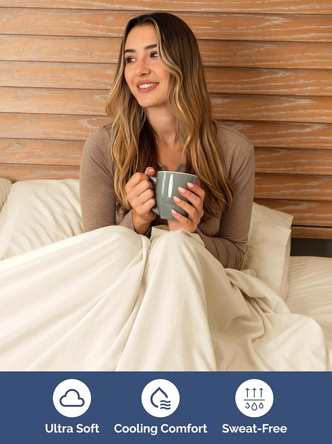 Extra Deep Pocket Queen Sheet Set - 4 Piece Breathable & Cooling Bed Sheets - Hotel Luxury Sheet Set - Soft, Wrinkle Free and Comfy - Easily Fits Extra Deep Mattresses - Deep Pocket Off White Sheets