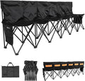 VEVOR Portable Folding Bench, 6 Seat Soccer Bench with Multiple Storage Pockets & Carrying Bag, Lightweight Sideline Seating with Back Rest for Football, Baseball, Camping, Outdoor Events, Black