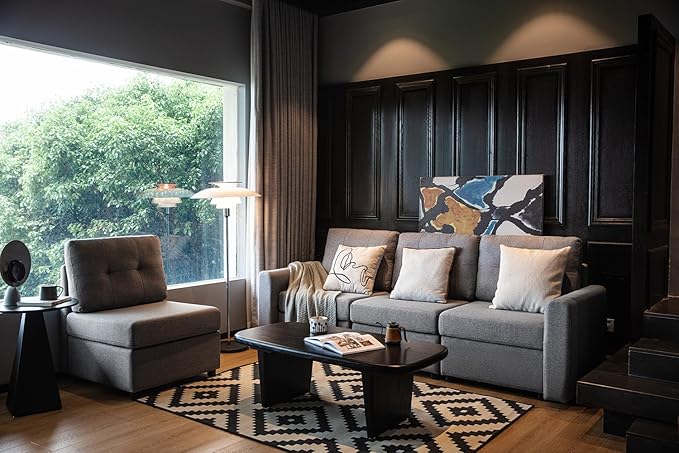 LINSY HOME Modular Sectional Sofa Oversized, Removable Cover Living Room Couches with Storage Deep Seat & Ottoman Chaise L/U Shaped Sofa Modern Couch (Grey, 4 Seats)