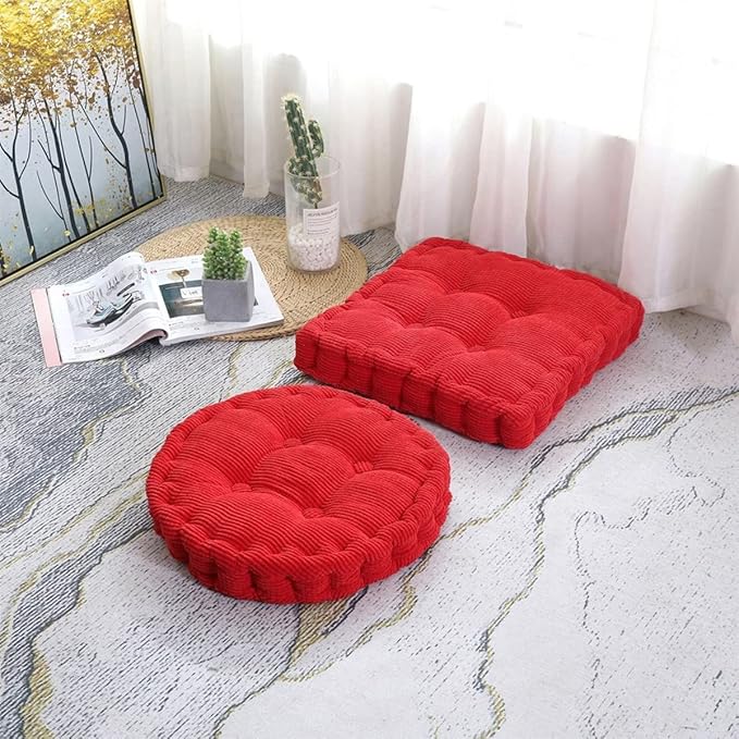 Round Soft Chair Cushions Home Floor Pillow Indoor Corduroy Chair Pads Office Seat Cushion, 17" D.