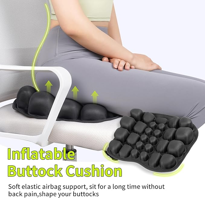 Ergonomic Office Chair Cushion with Lumbar Support Pillow for Tailbone Pain Relief and Pressure Relief, Portable Seat Cushion for Office Chairs and Car Seats