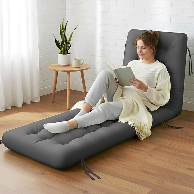 Vercraft Long Floor Cushion Large Floor Cushion with Brushed Cotton 74.8 x 27.5 x 3.15 in Jumbo Lounger Pillow for Outdoor Indoor Bay Window Meditation Yoga Reading Sleeping (Dark Gray)