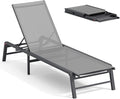 FHVIT Aluminum Chaise Lounge Chair Outdoor, Foldable Patio Lounge Chair Assemble-Free, Pool Lounge Chairs with 5 Adjustable Backrest, Outdoor Lounge Chairs for Outside Poolside Beach Lawn Grey