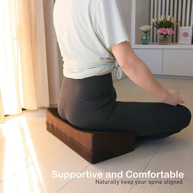 Meditation Cushion - Floor Pillow for Adults - Floor Seating & Meditation Pillow - Yoga Bolster with Washable Cover - High Density Responsive Bamboo Charcoal Foam for Sitting