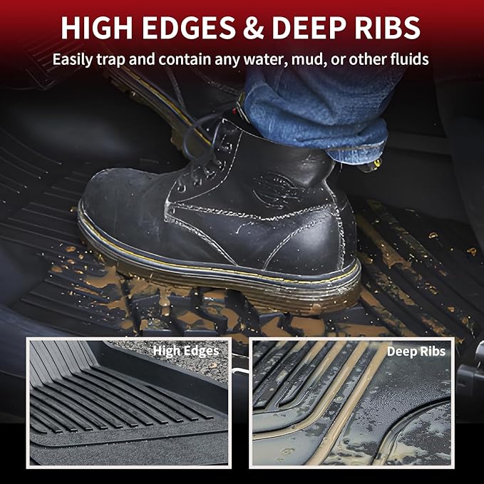 LASFIT 6PC Premium Extra Thick Floor Mats for Tesla Model Y 2025 2024 2023-2020 5 Seater | Custom Fit TPE All Weather | Model Y Accessories 1st & 2nd Row & Cargo Trunk Mats Full Set, Black