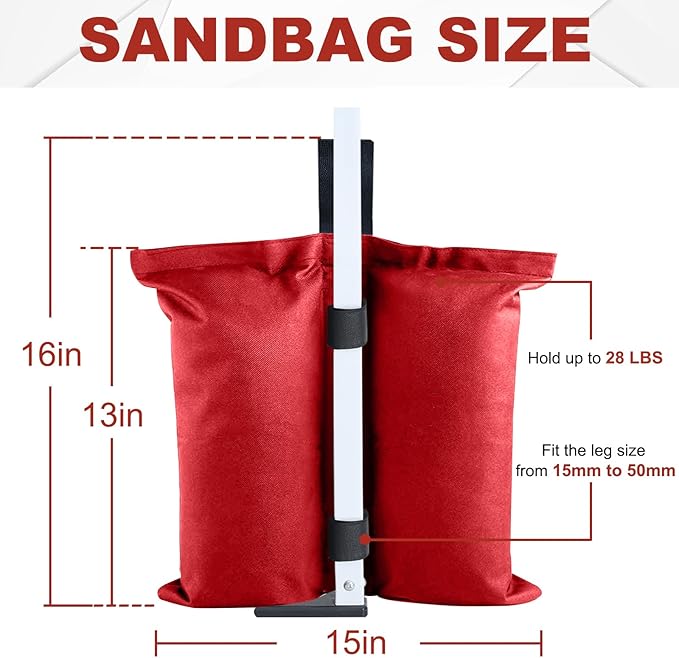 ABCCANOPY Canopy Weights 120 LBS Tent Sand Bags,4pcs-Pack (Red)