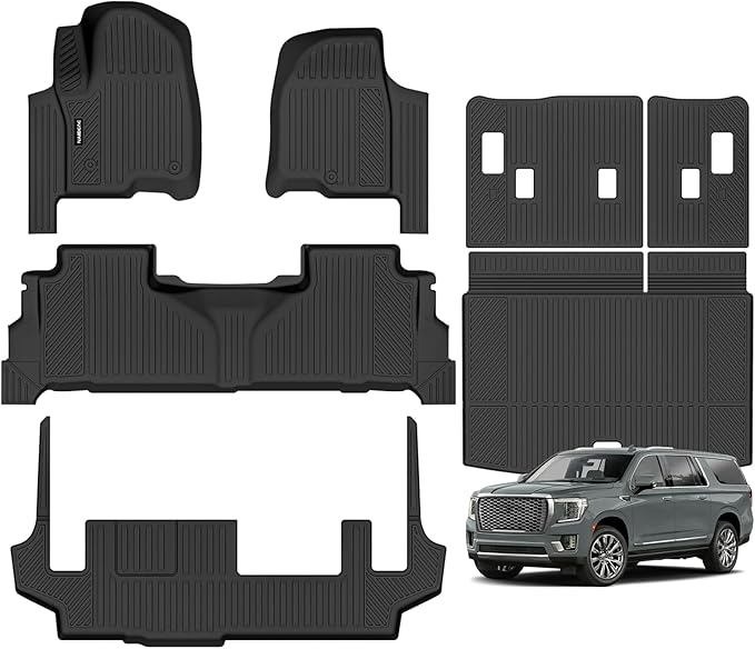 Naibeve Floor Mats for 2021-2024 Chevrolet Suburban/GMC Yukon XL/Cadillac Escalade ESV 8 Seats Bench Seat - All Weather for Suburban/Yukon XL/Escalade ESV Floor Mats Cargo Mat 3rd Row Backrest Mats
