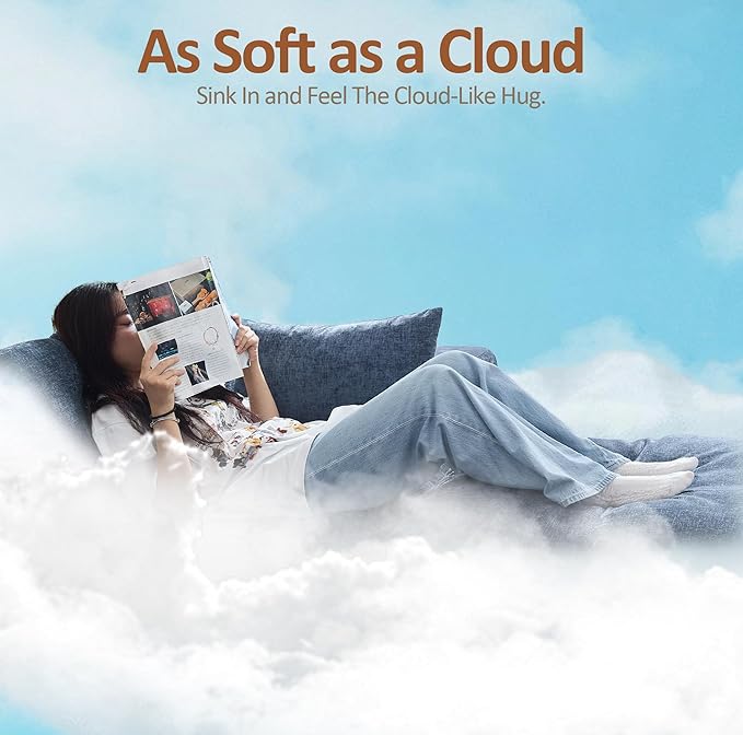 WUTUTUEE 33.5'' Cloud Ottoman for Modular Sofa, Comfy Chenille Upholstered Footrest with Memory Foam, Fully Compressed Packaging, Oversized Ottoman Bench for Living Room or Small Space, Light Grey