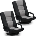 Swivel Gaming Chair 360 Degree Multipurpose 2PACK Floor Chair w/Armrest & 6 Adjustable Postions Backrest for Adults & Kids, for Reading, Gaming, Watching, Relaxing, Grey