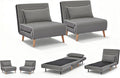CITTANEO 2 Sets 32" Convertible Sleeper Chair, 3-in-1 Folding Sleeper Chair with Adjustable Backrest and Pillows, 2-Piece Sofa Bed Sets for Living Room, Apartment, Office, Gray