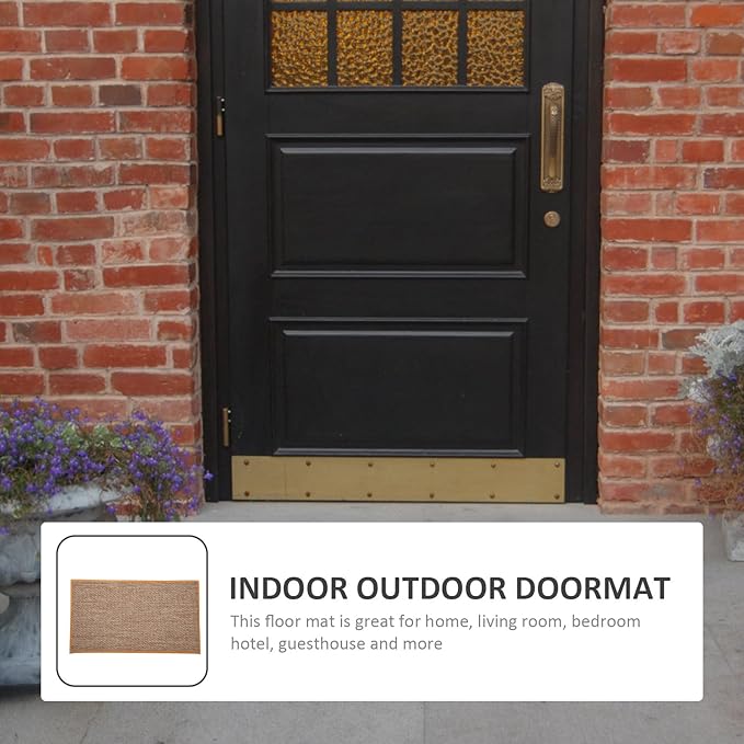Anti-Skid Linen Kitchen Floor Mat with Rubber Backing Washable Brown Cushion Rug for Indoor Outdoor Entryway Non-Slip Patio Floor Pad for Bathroom Kitchen and Wet Areas