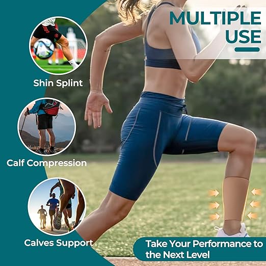 NeoTech Care Calf Compression Sleeve for Calves Support or Shin Splint (Beige Color, Size M, 1 Unit)