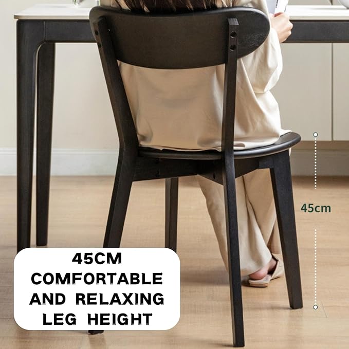 Grewood 100% Solid Oak Wood Dining Chairs,Mid Century Modern Dining Chairs with Rounded Backrest,Kitchen,Dining Room Chairs Set of 1/2/4 (1, Black Color)