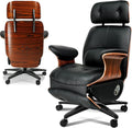 Genuine Leather Office Chair with Electric Reclining, Footrest, Lifting and Massage Function, 350lbs Capacity Ergonomic Executive Chair with Alu Base and 360° Wheels for Home Living Room