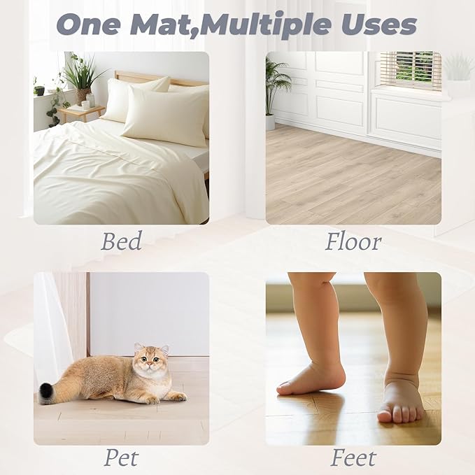Grounding Mat, 24x35 Inch, Cotton Grounding Pad with Silver Fiber, Grounding Mat for Feet, Improves Sleep Wellness, Beige