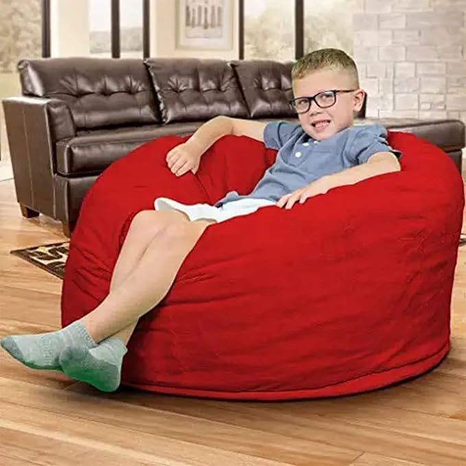Ultimate Sack 3ft Bean Bag Chair, Oversize Bean Bag Chair for Adults, Comfy Chair Bean Bag Couch Lounge Sofa Loveseat Furniture | Red Suede