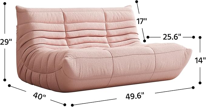 Bean Bag Chair, Fireside Chair, Large Bean Bag Chair for Adults, Bean Bag Chairs for Teens with High-Resilience Foam, Non-Slip Base Floor Lounge Sofa,Living Room (Pink, Loveseat)