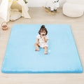 PAPAMAT 1.3" Thick Baby Floor Play Mat 50x50, Basic Padded Foam Mat for Tummy Time Crawling, Non Slip Cushioned for Babies Toddlers Infants Kids (Ice Blue)