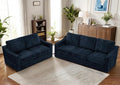 ACMEASE 2 Pieces Chenille Sofa Sets w/Comfortable Back Cushions, Modern Loveseat & Sofa w/Deep Seat Space, Upholstered 2 Seat & 3 Seats Couch Sets w/High Resiliency Foam for Living Room, Office Blue