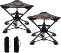 GYMAX 2 Pack 360° Swivel Camping Stool, Portable Folding Stool Seat with Carry Bag, Collapsible & Lightweight for Outdoor Fishing Backpacking Hunting Hiking Travel