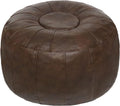Thgonwid Unstuffed Moroccan Storage Pouf Foot Stool Ottoman Seat Handmade Faux Leather Bean Bag Floor Chair Foot Rest for Living Room, Bedroom or Balcony (Deep Coffee)