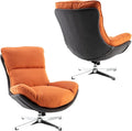 LukeAlon Linen Swivel Lounge Chairs Set of 2, Upholstered High Back Accent Chairs with Metal Base Comfy Recliner Chair Modern Single Sofa Chair for Living Room Office, Orange