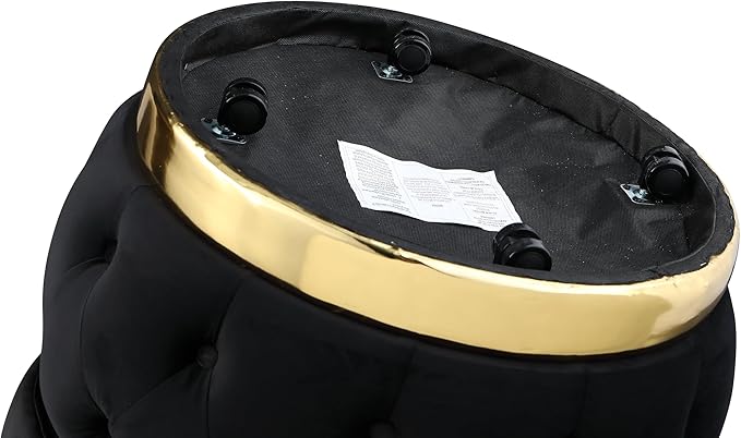 Barrel Chair with Storage, Velvet Round Armchair with Wheels, Soft Tufted Upholstered Easy Chair Tub Chair for Small Space, Living Room, Bedroom, Office, Waiting Room (Black)