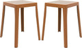 LeisureMod Tresse Mid-Century Modern Square Plastic Dining Stool Set of 2, Stackable Accent Stools with Breathable Seat, Lightweight Seating for Kitchen, Dining Room, Bedroom, or Entryway (Yellow)
