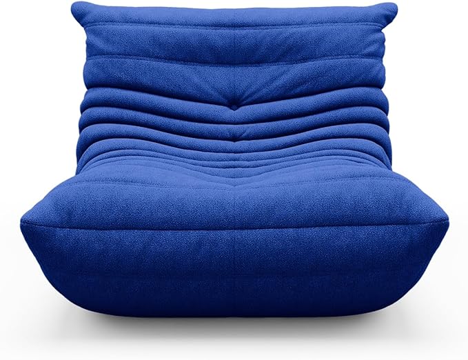 cebihy Premium Quality Fireside Togo Sofa Bean Bags Chair for Adults Giant BeanBag Chairs Floor Couch for Living Room Bedroom Dorm Office, Compression Togo Couch, No Assembly Required, Bright Blue