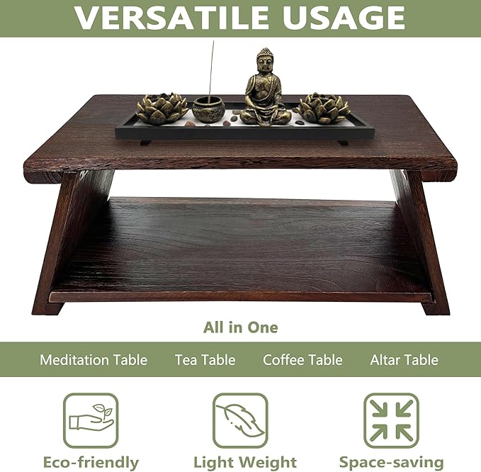 koretech Japanese Low Floor Table Folding Coffee Tables,23''x13.5'' Paulownia Wood Tables Tatami Tables Meditation Table Altar with Storage