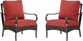 PHI VILLA Outdoor Wicker Chairs Sofa of 2, All Weather High Back Rattan Chairs 2 Seats with Comfy Cushions for Porch Deck