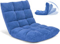 Floor Chair with Back Support, Foldling Gaming Sofa Chair with Comfy Cushion, Adjustable 14-Position Meditation Chairs, Lazy Lounge Recliner Reading Seat for Adults, Kids (Blue)