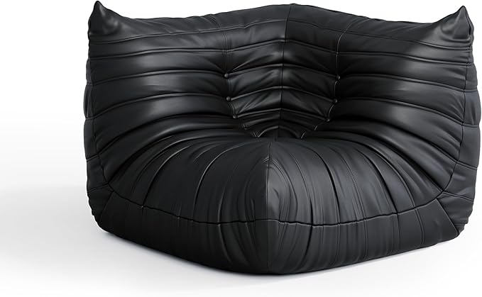 Bean Bag Chair Fireside Chair Lazy Floor Sofa, Faux Leather Giant Corner Bean Bag Sofa, High-Resilience Memory Foam Armless Foam Lounger Tatami Recliner Couch for Living Room Bedroom Dorm Office